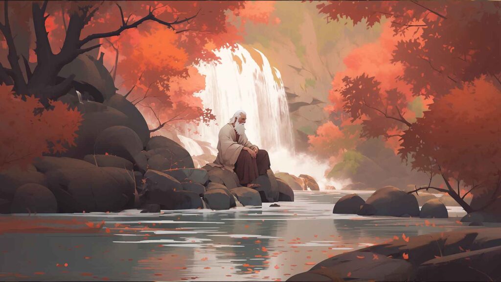 A Stoic philosopher relaxing near water